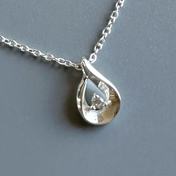 Teardrop Sterling Silver Necklace with Stones - Picture 10 of 10